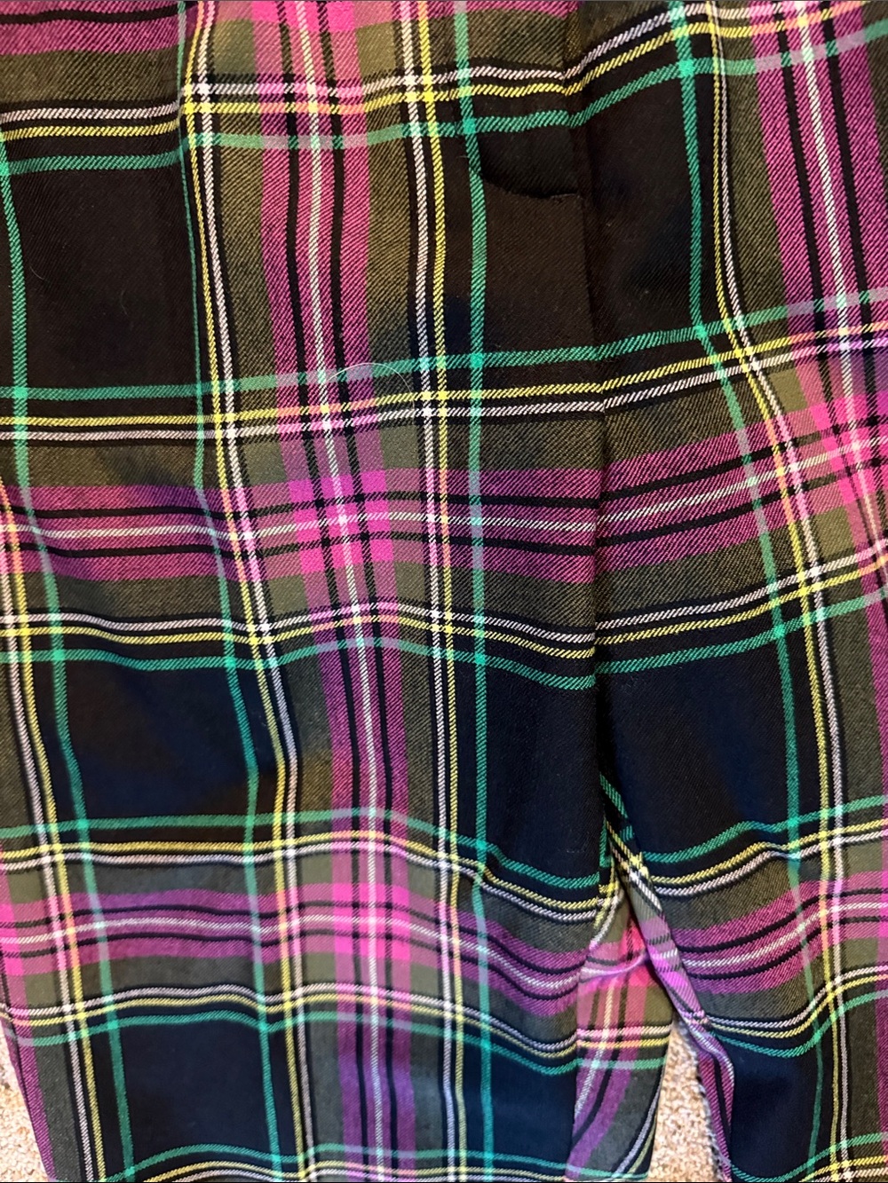 J. Crew Black Plaid Cropped Pants with Pink and Green Tartan - Picture 2 of 4
